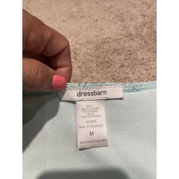 Dressbarn Women's M Textured Square Neck Top Blouse Mint Floral Stretch Y2K - Picture 7 of 9